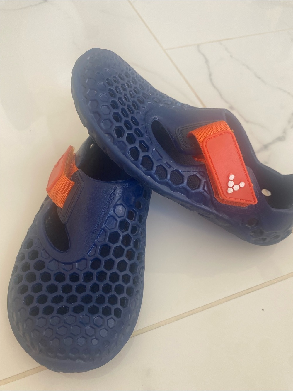 Vivobarefoot Eco Bloom Kids Blue and Orange Water Shoes - Breathable Slip-On